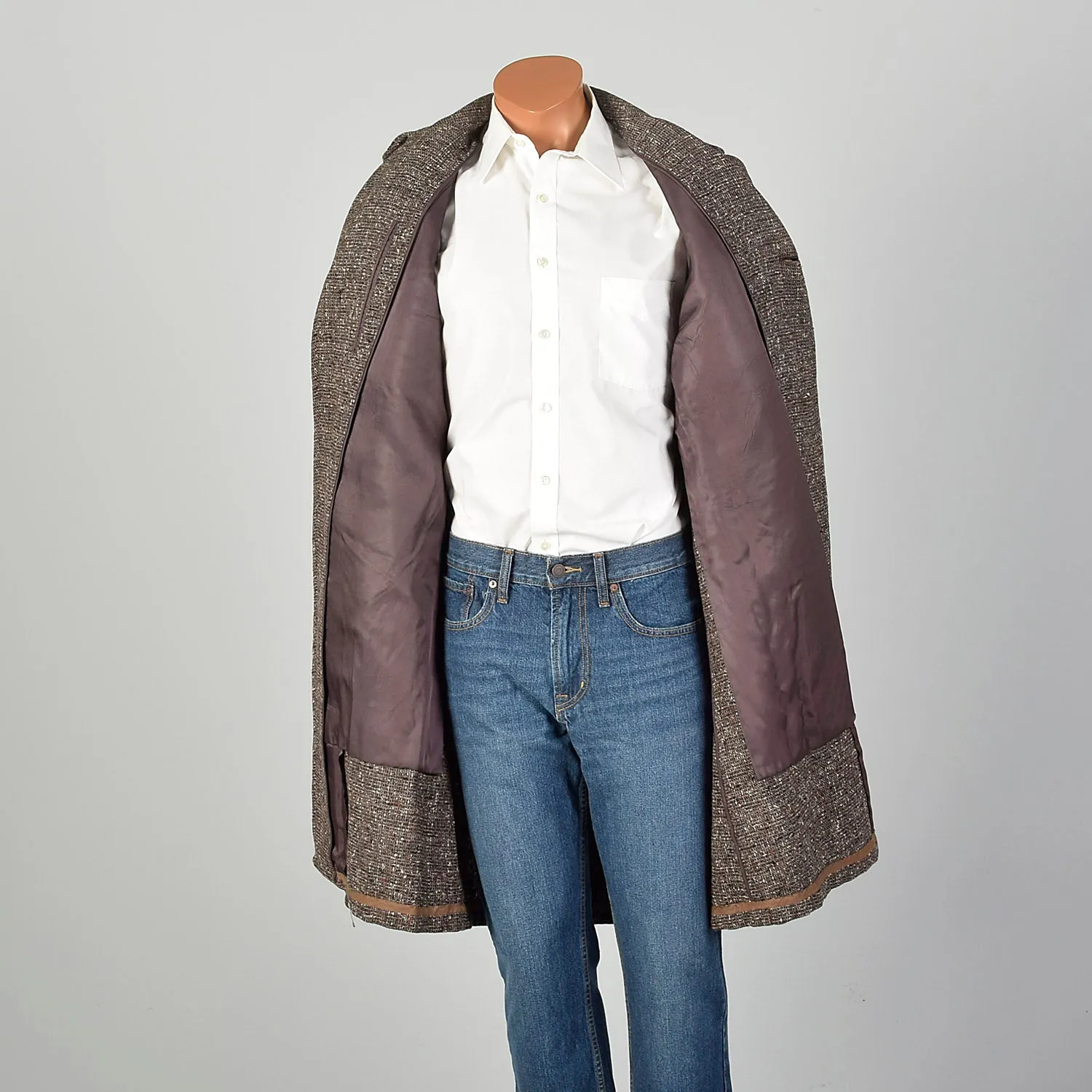 1950s Mens Wool Tweed Overcoat Fall Outerwear Coat