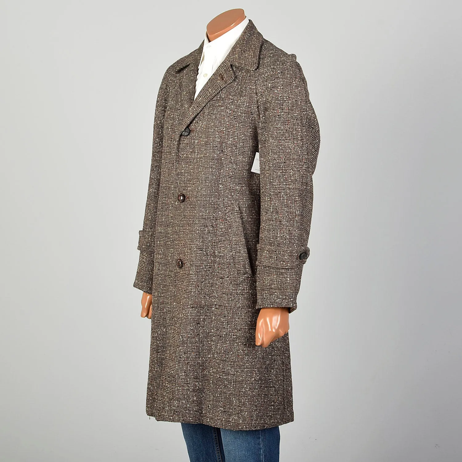 1950s Mens Wool Tweed Overcoat Fall Outerwear Coat