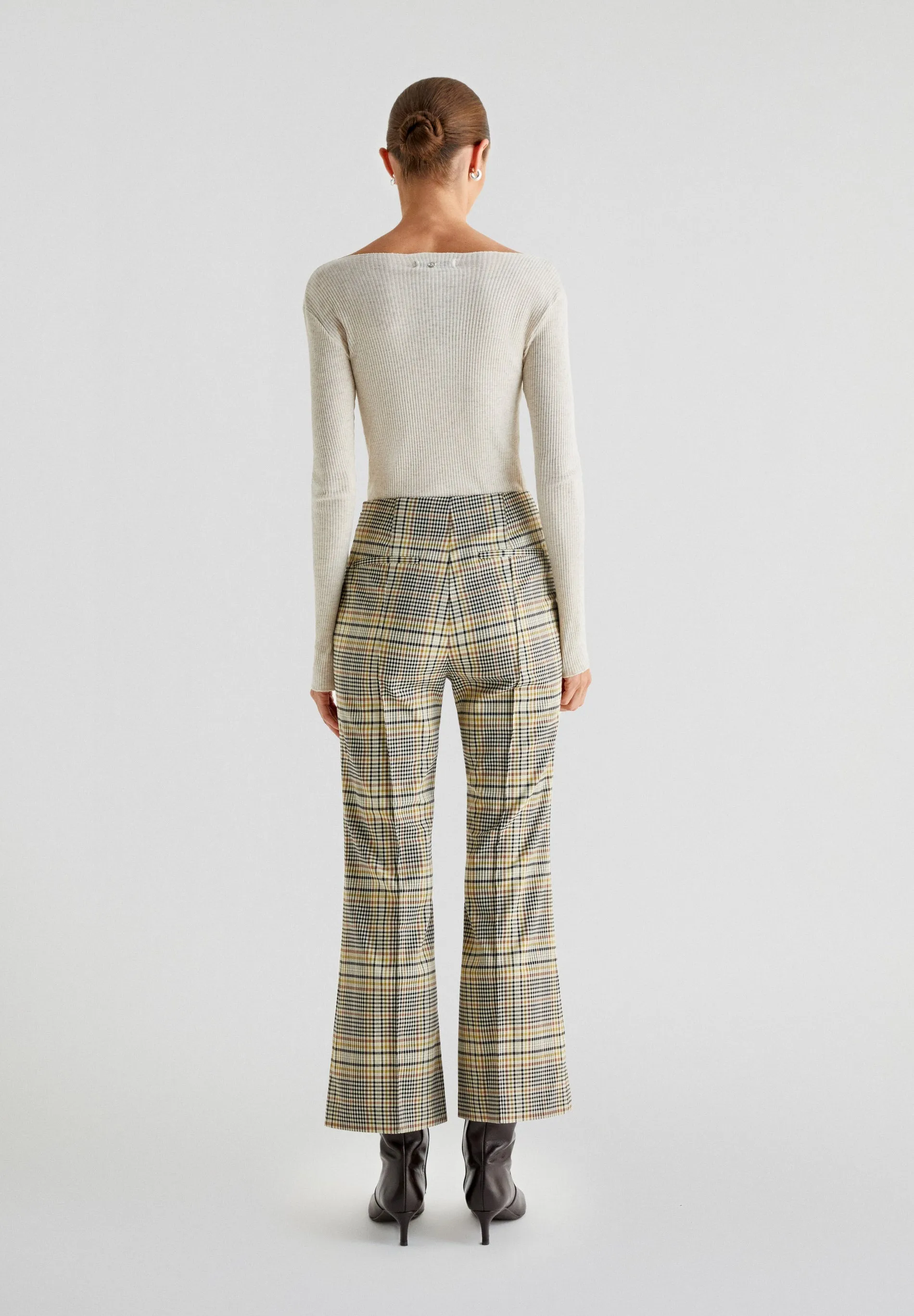 ANKLE FLARE CHECK TROUSERS