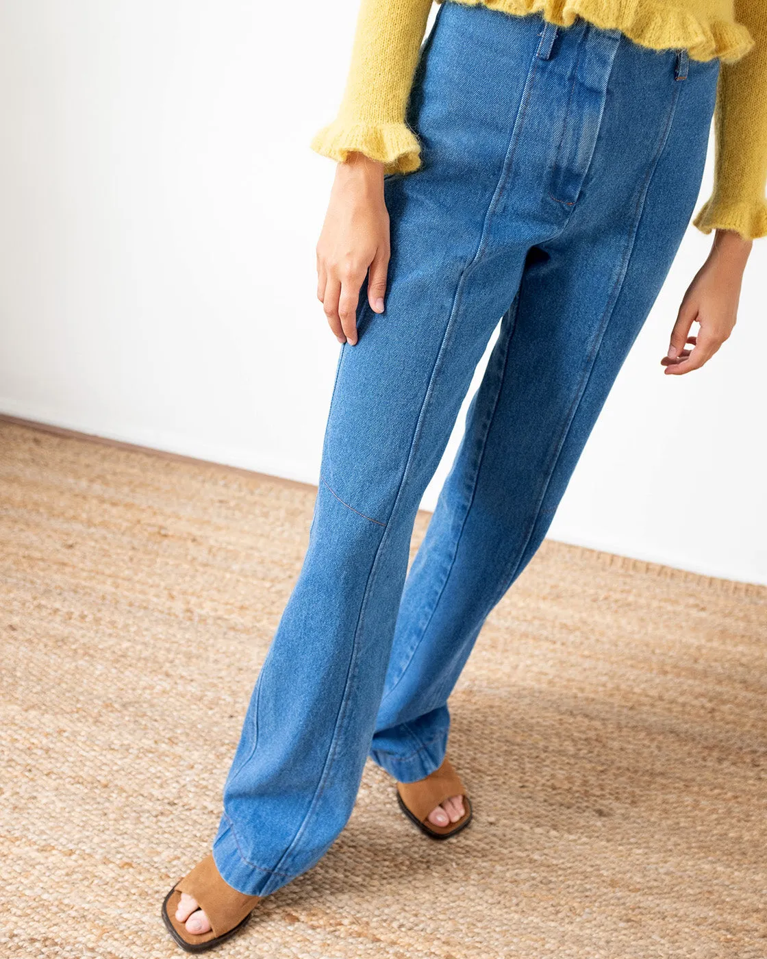 Athena Trousers Organic Cotton Denim Blue