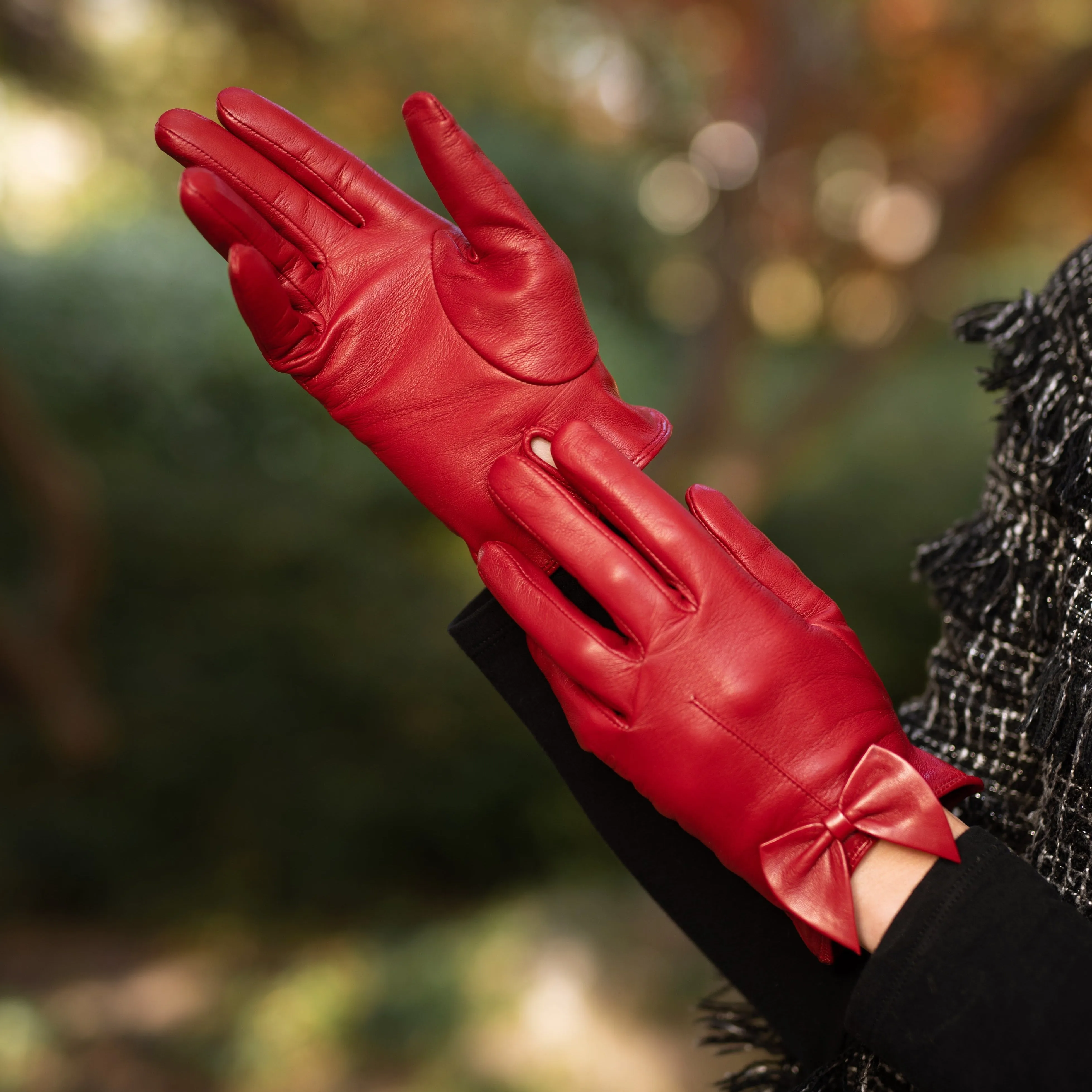 Avellino Dark Red Leather Gloves