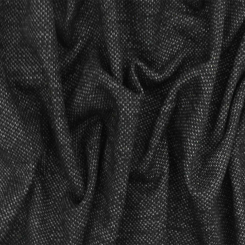 Basic Black-White Dobby Wool-Cotton Terry Knit Jacketing Fabric