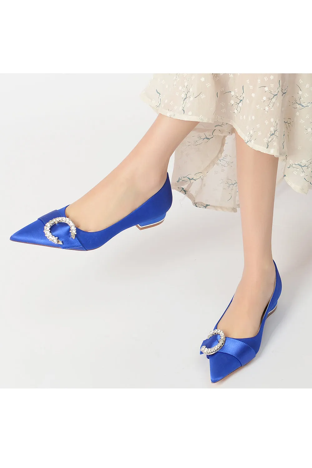 Beading Pointed Toe Kitten Heels