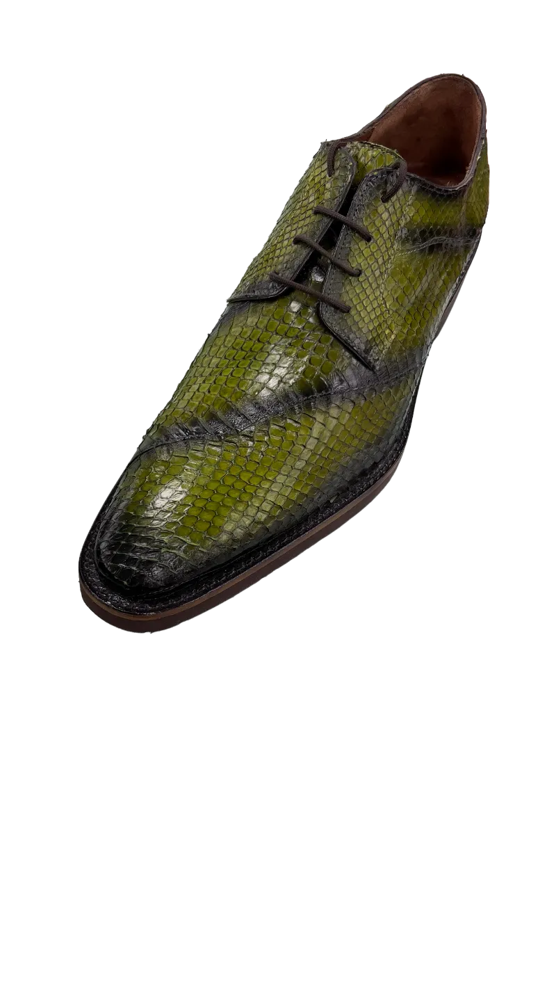 Belvedere Men's Olive Dress Snake Skin Shoes Lace Up Fashion Style