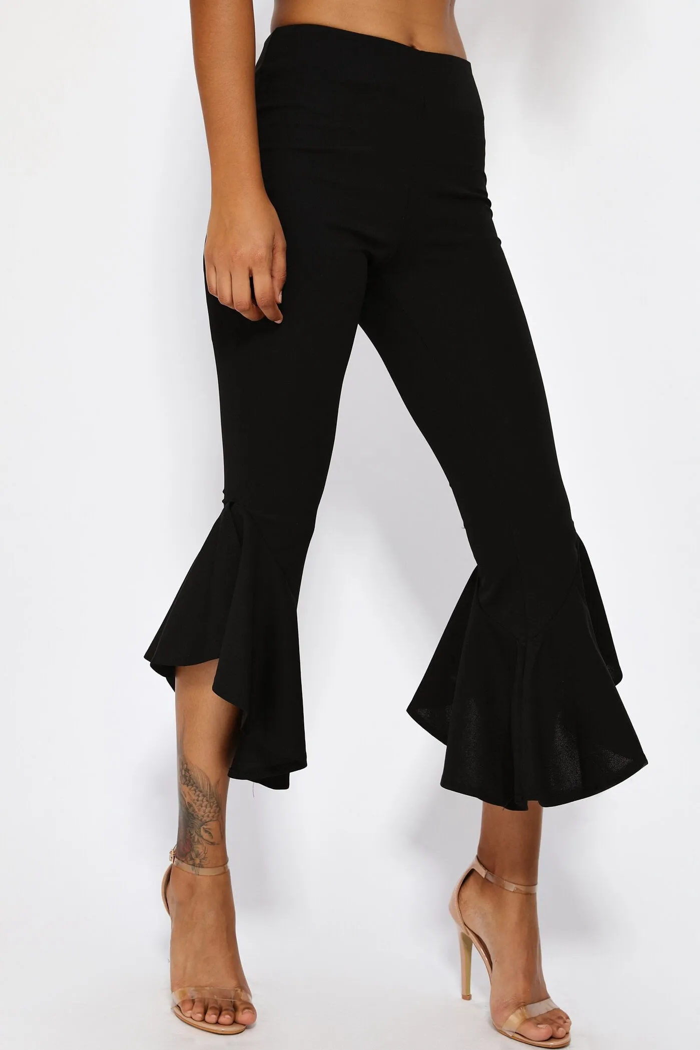 Black Flare Hem Trousers