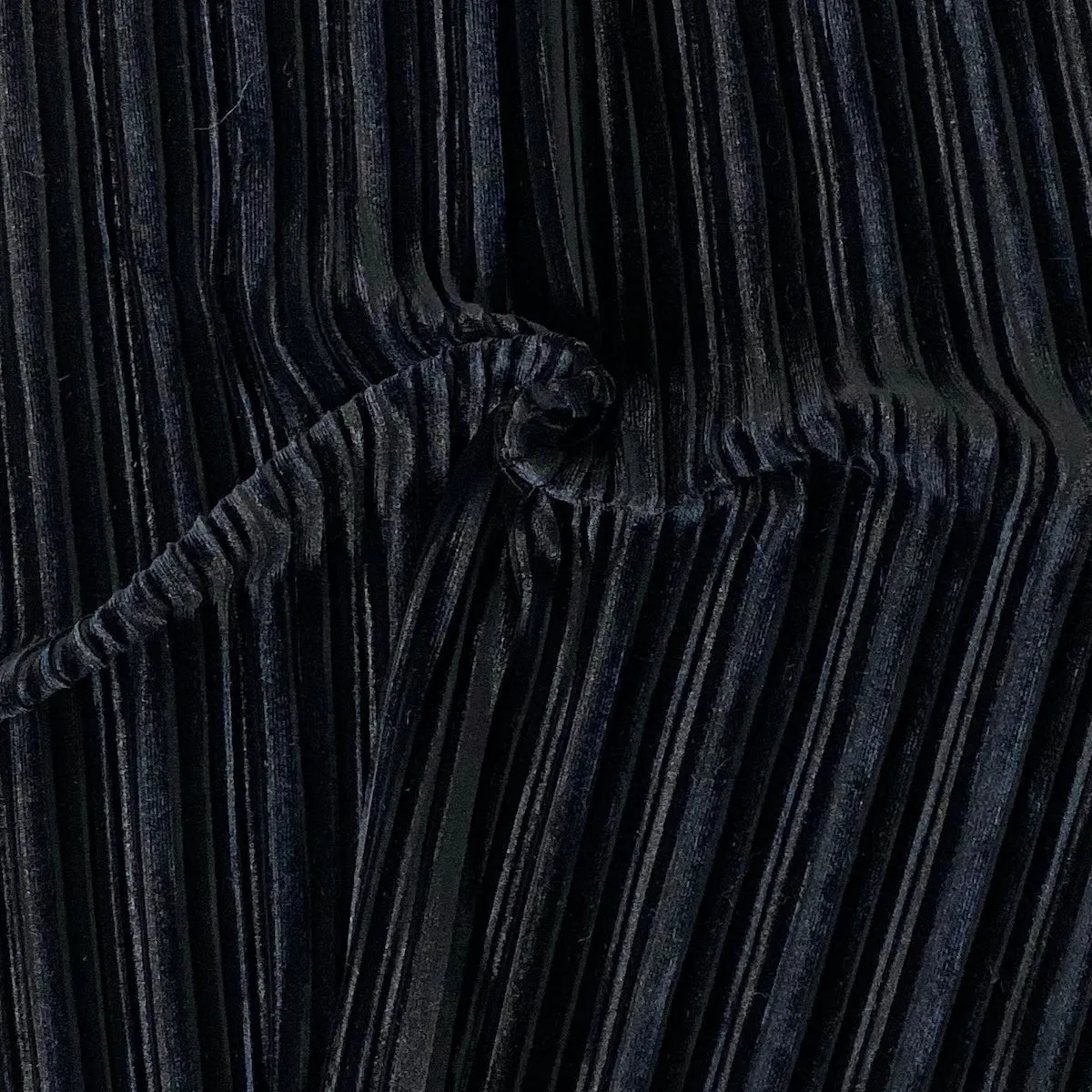 Black Pleated Stretch Velvet Fabric