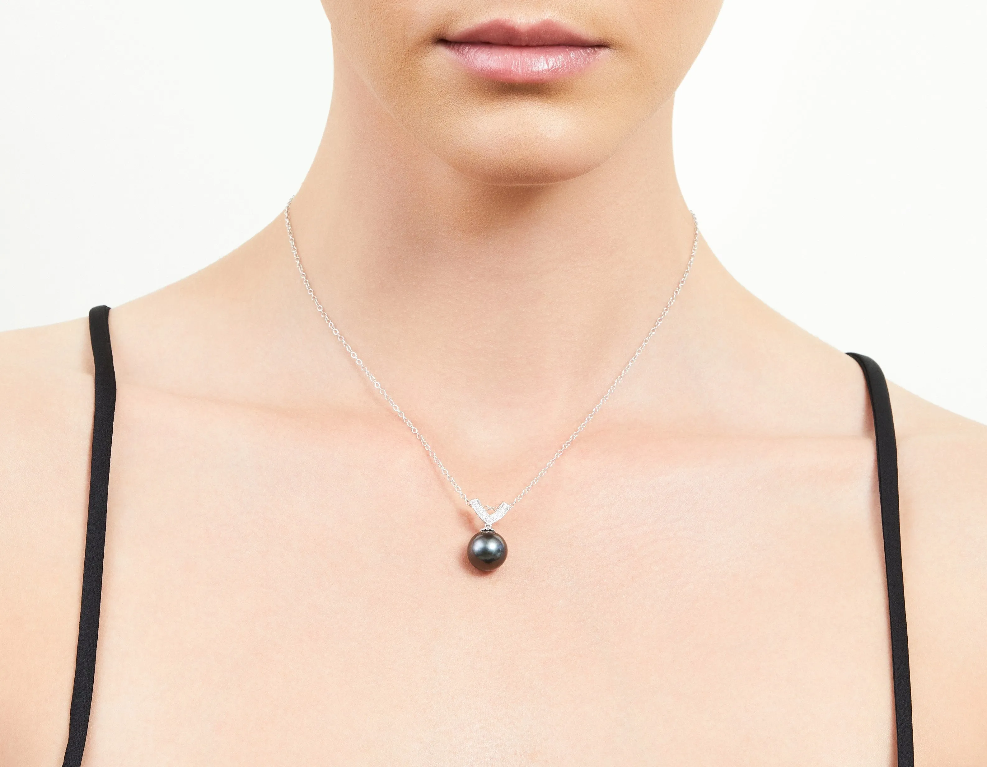 Black Tahitian Pearl & Diamond Pixie Pendant