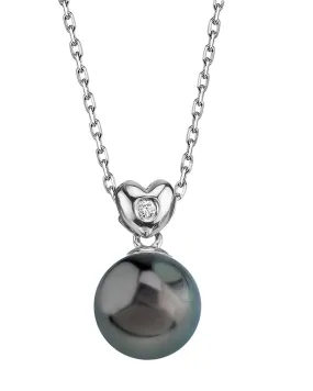 Black Tahitian Pearl & Diamond Sweetheart Pendant