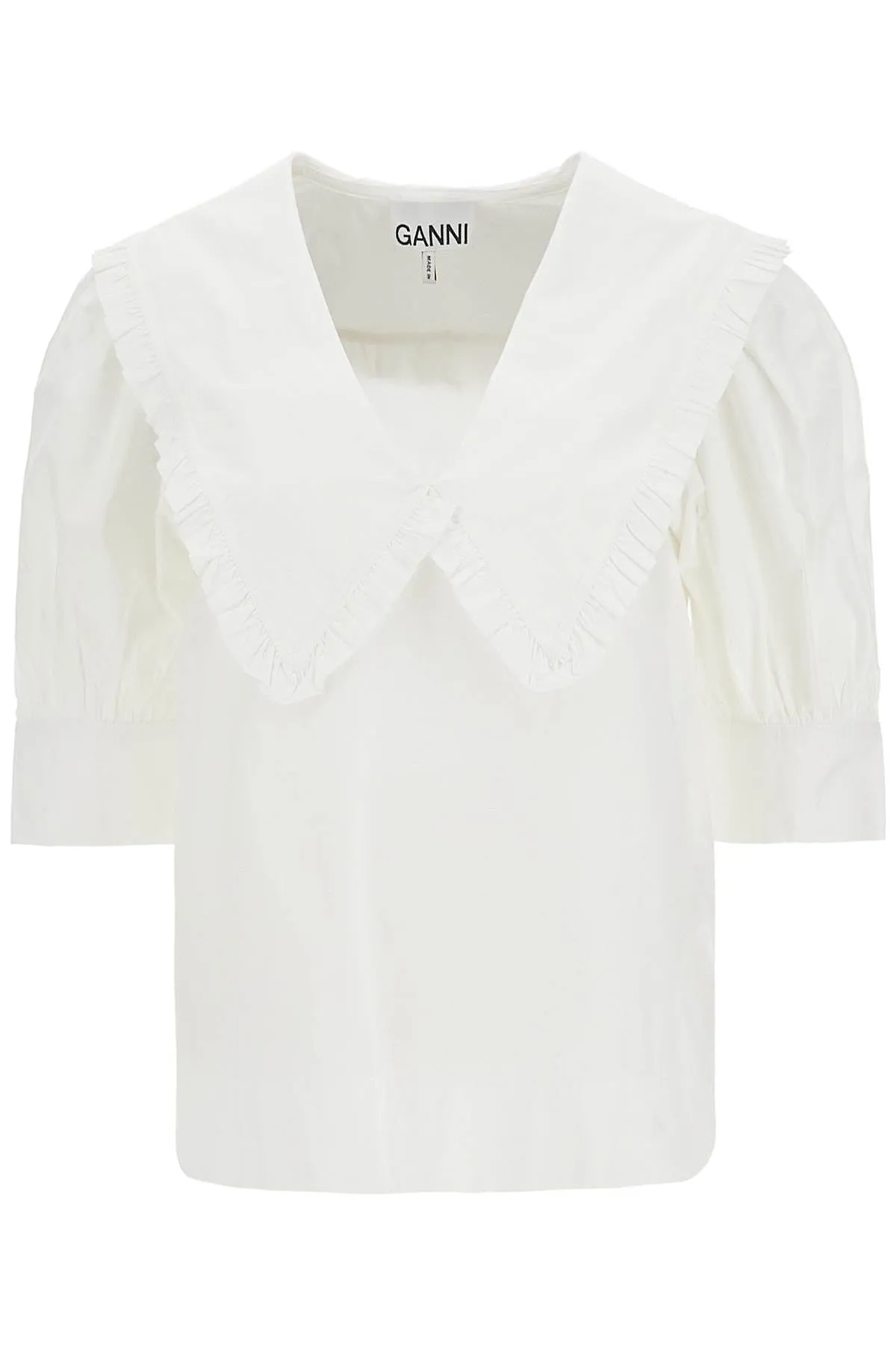 BLOUSE WITH EXAGGERATED COLLAR AND RUFFLE