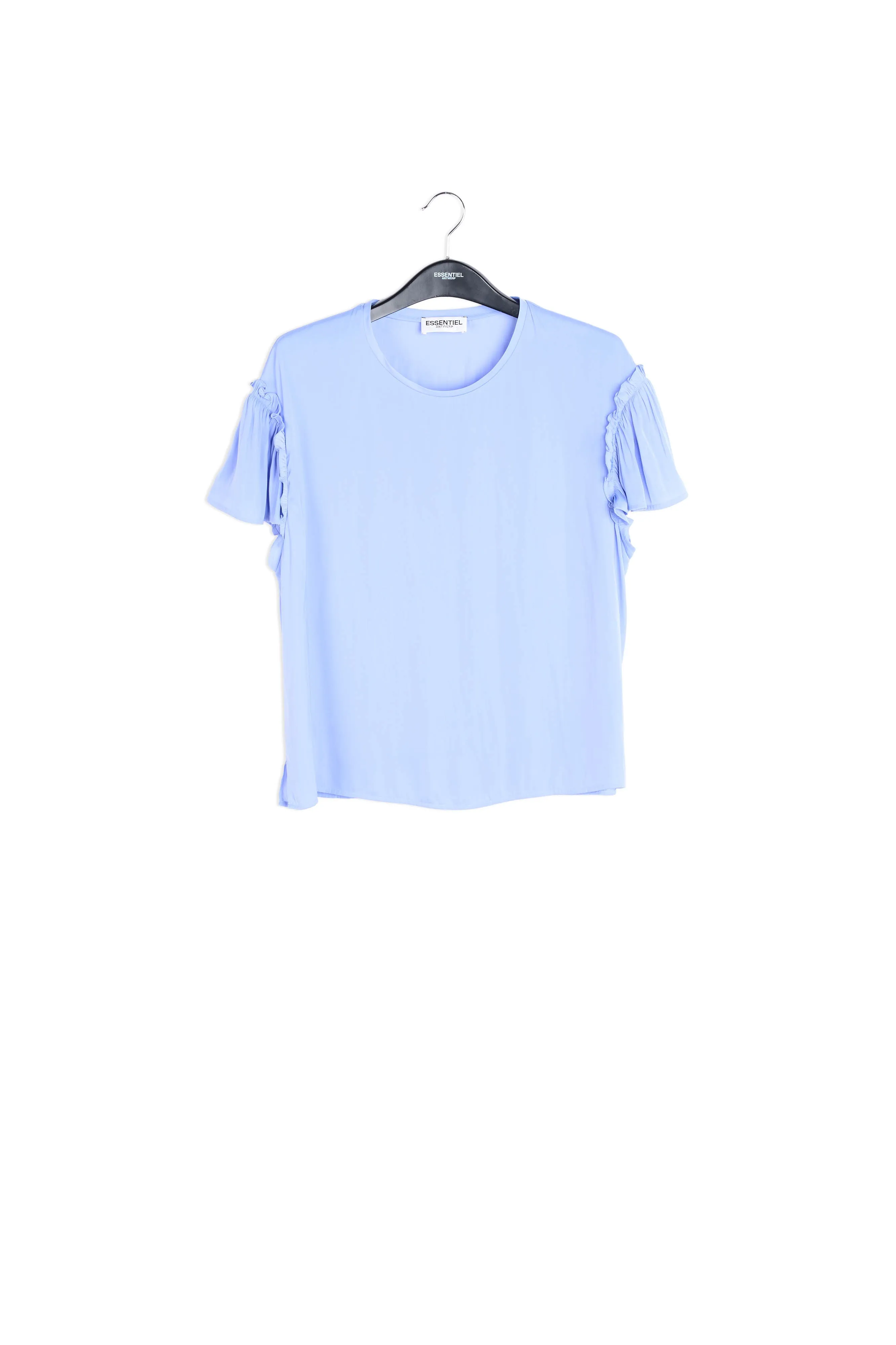 Blue ruffled short-sleeve top