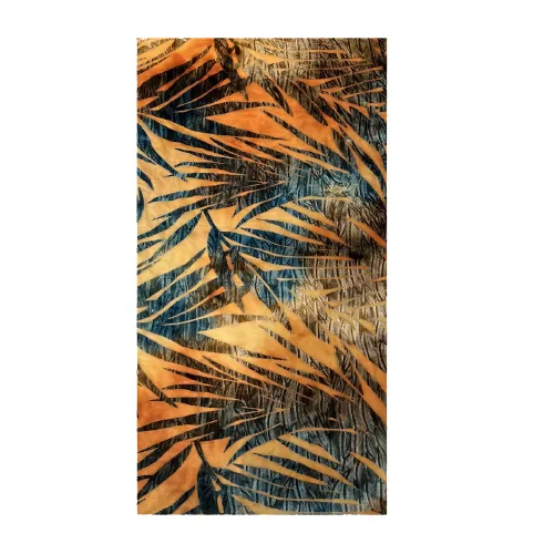 Blue Tie Dye | Beige Palm Tree Burnout Stretch Velvet Fabric