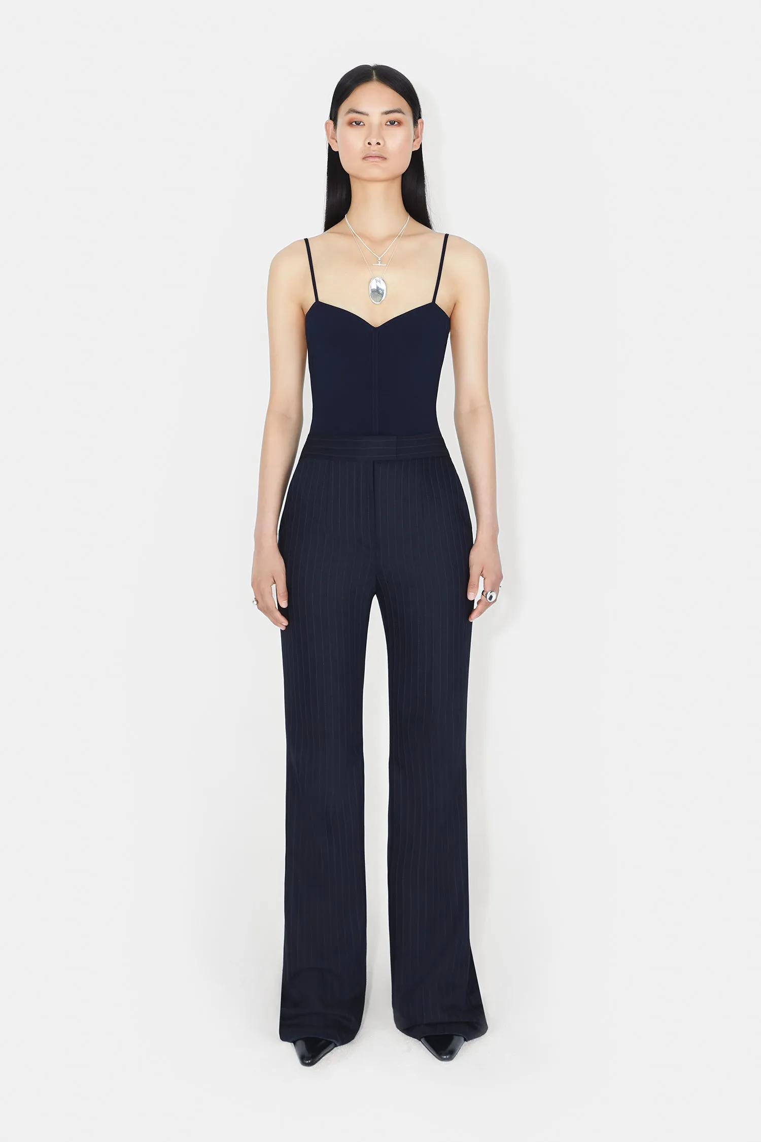 Boyfriend Trousers - Midnight & Creme Pinstripe