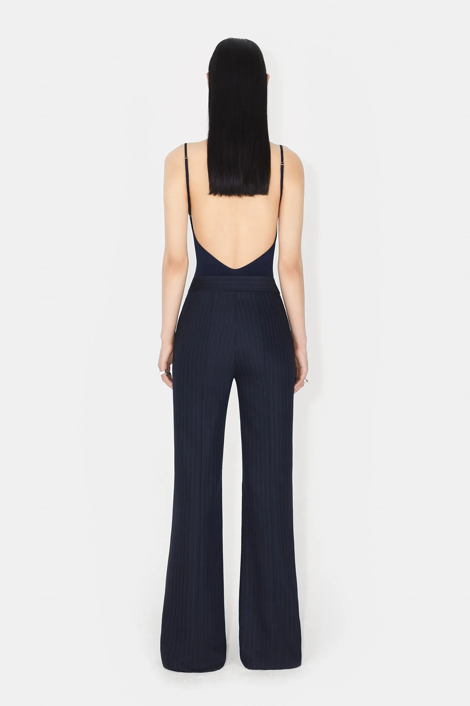 Boyfriend Trousers - Midnight & Creme Pinstripe