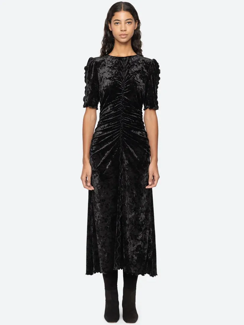 Cailyn crushed velvet dress - black