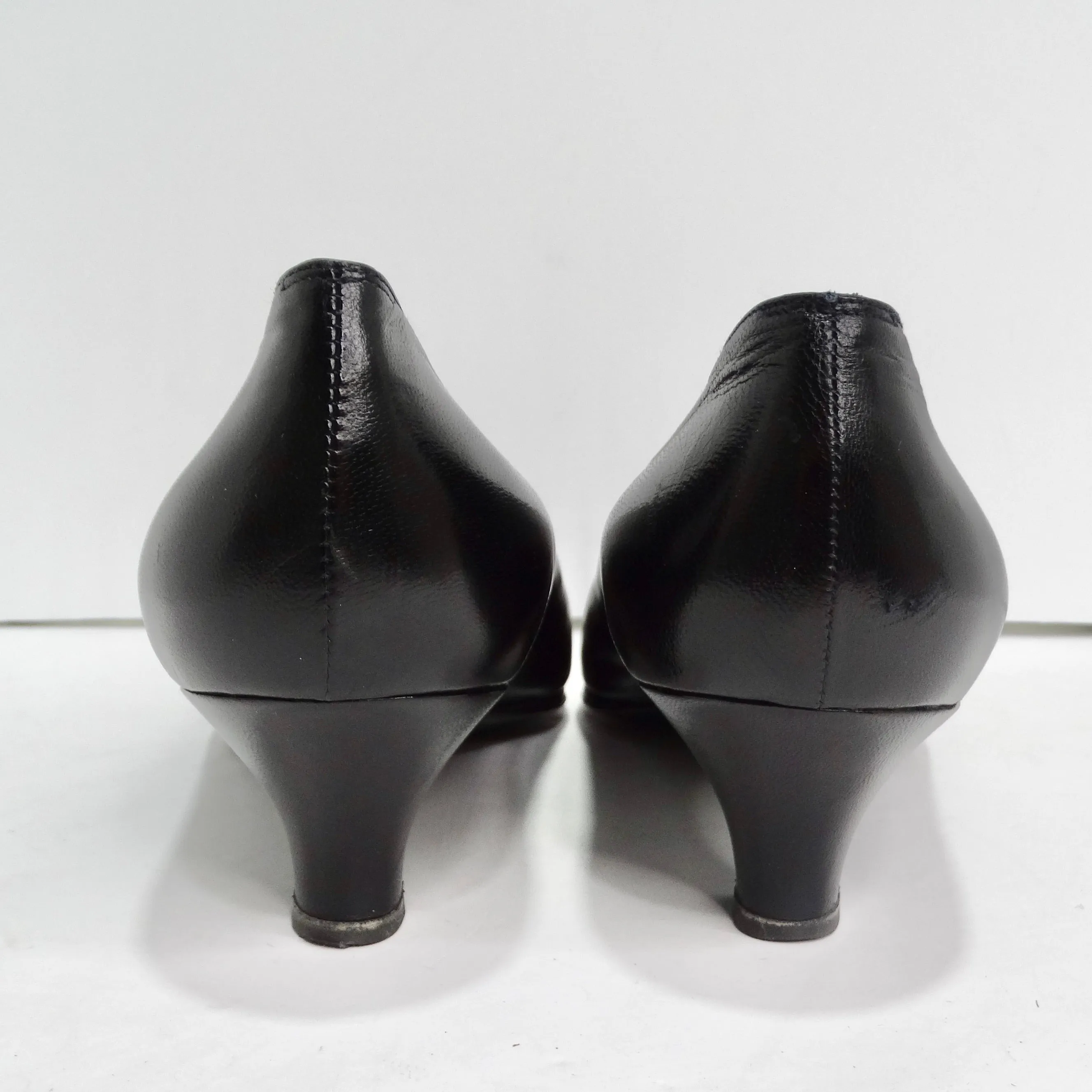 Chanel 1980s CC Black Leather Kitten Heels