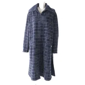 Chanel COCO Button Tweed Long Coat Navy