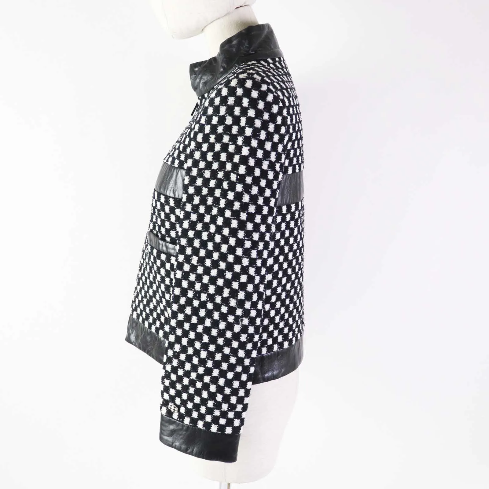 Chanel Tweed Jacket P57185 Black White 34