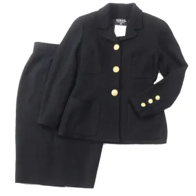 Chanel Wool Tweed Setup Coat Black 38