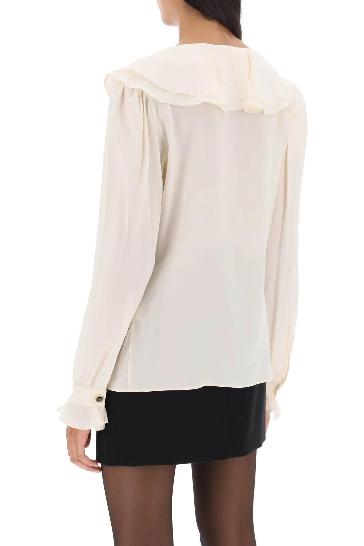 crepe de chine blouse with frills