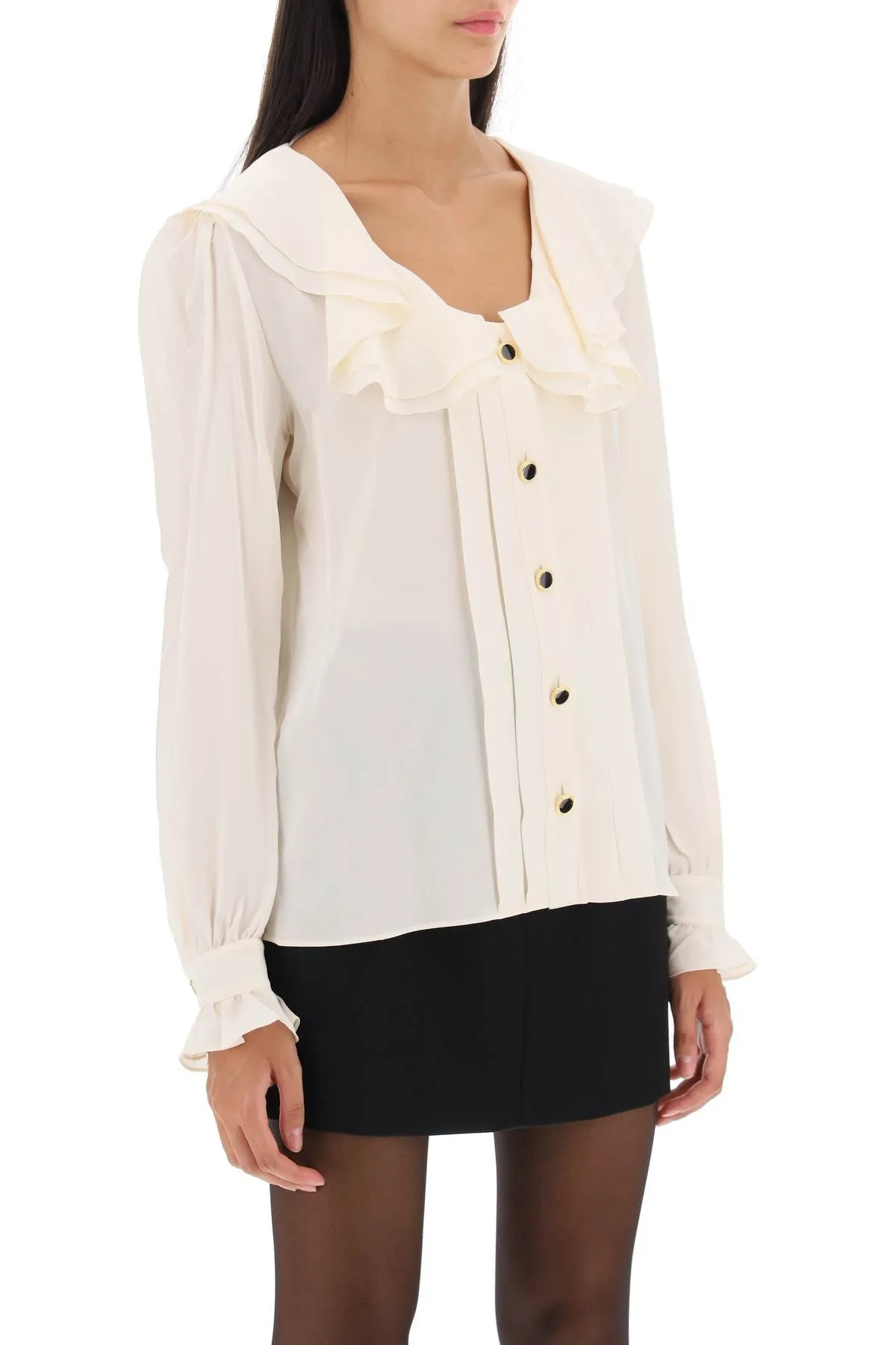 crepe de chine blouse with frills