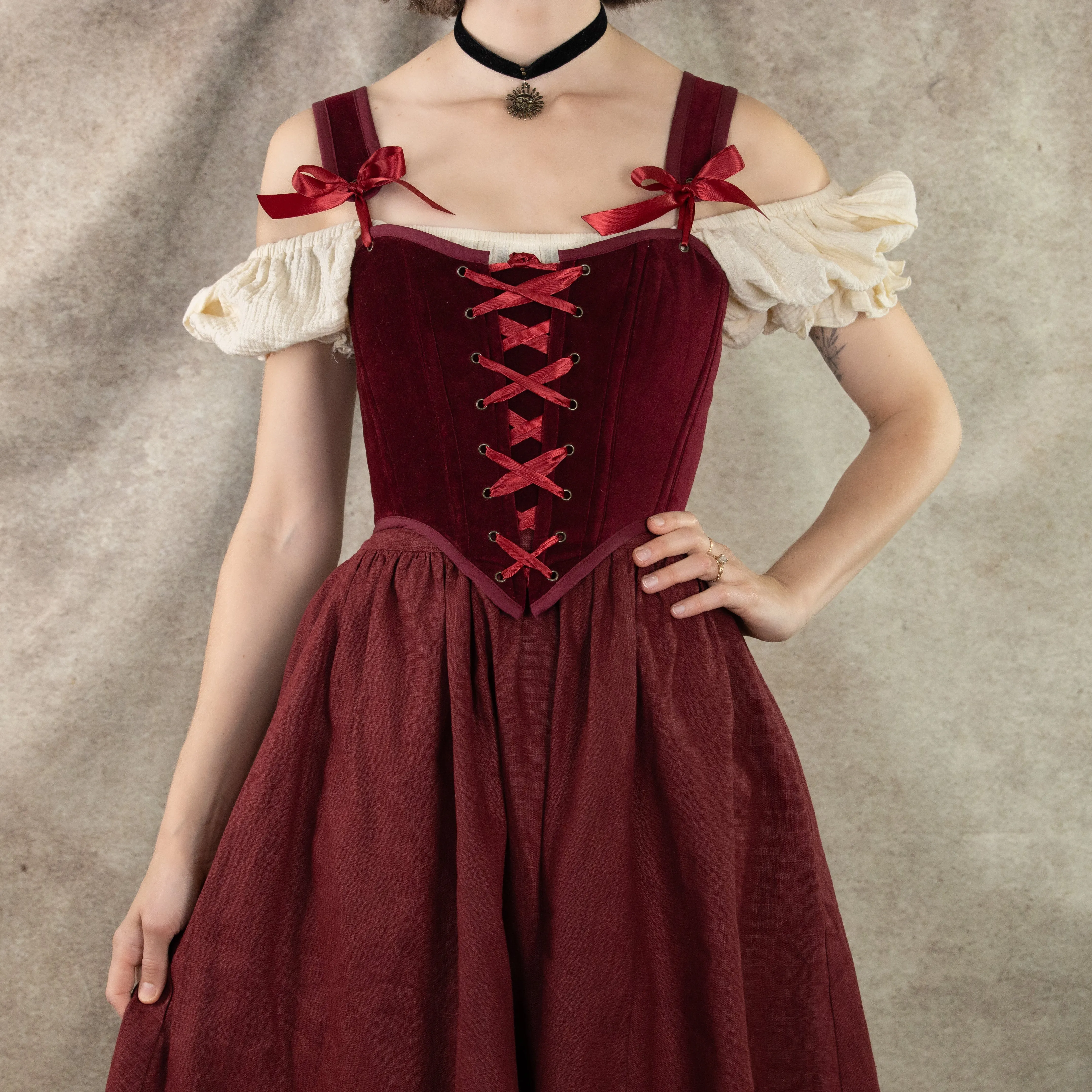 Dark Red Velvet Corset Top