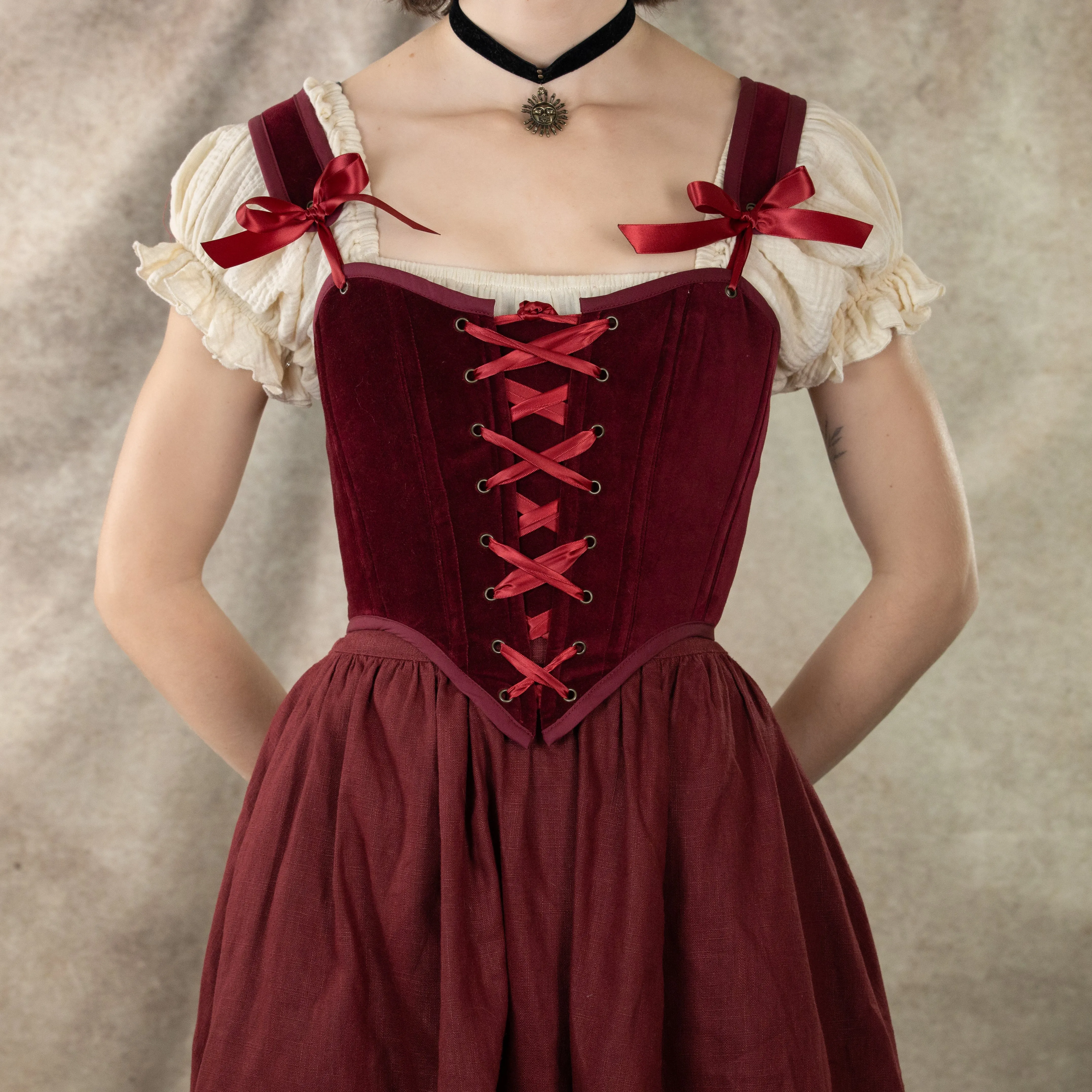 Dark Red Velvet Corset Top