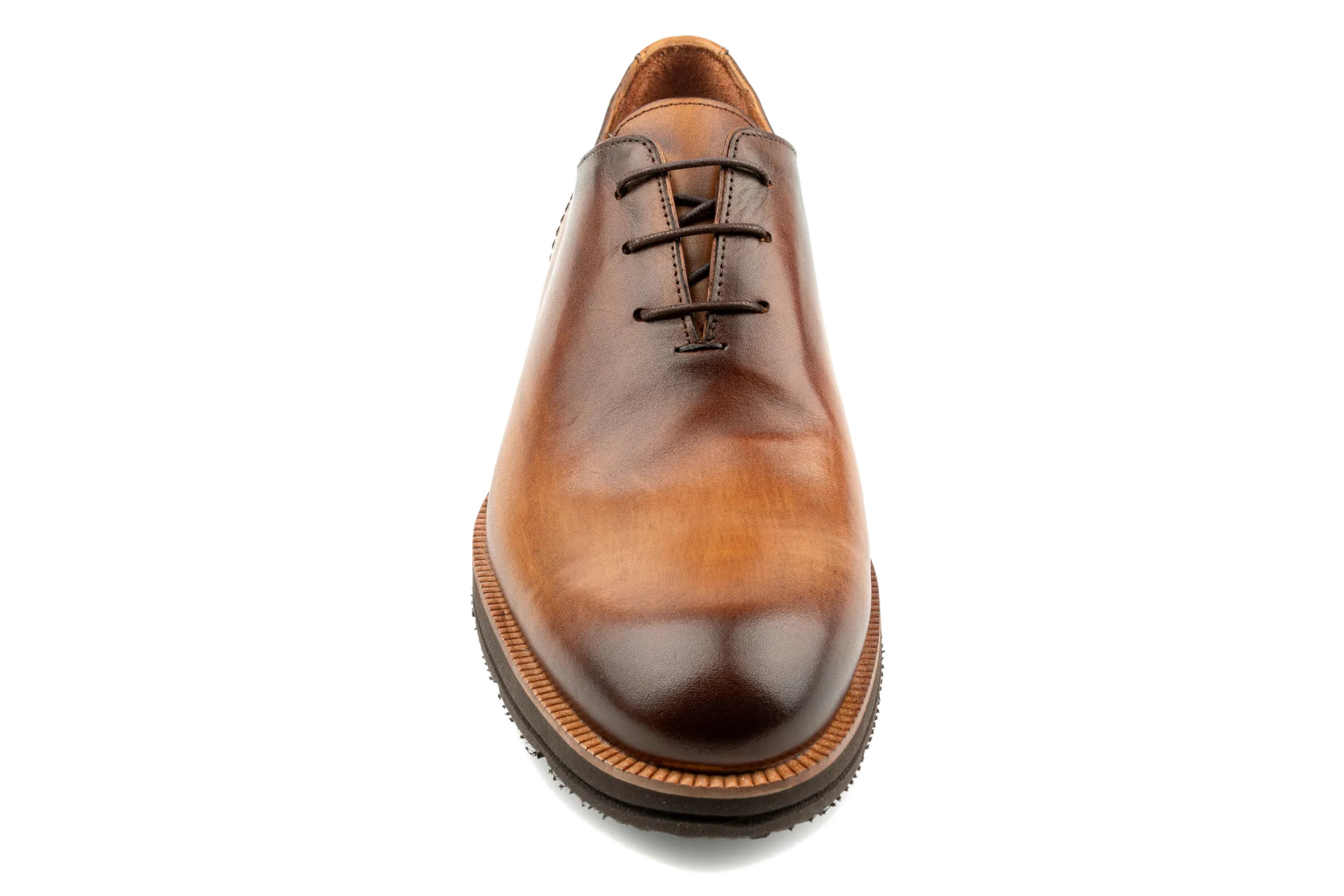 Debbano Ugo Wholecut Oxford Shoes, Crust Leather, Premium Lace-Up, Plain Toe, Whole Cut Leather Shoes, Tan Oxfords, EVA Sole Oxfords