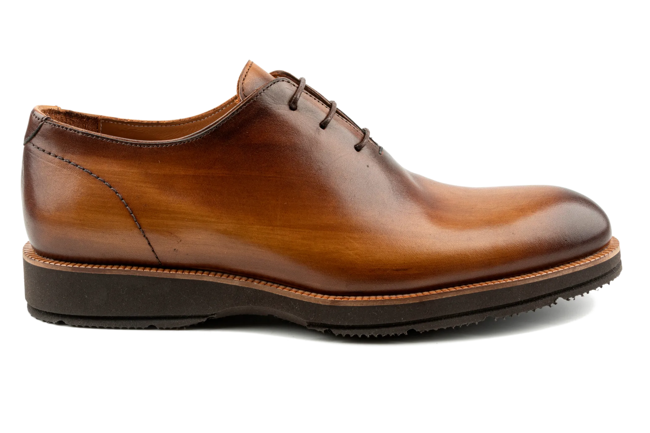 Debbano Ugo Wholecut Oxford Shoes, Crust Leather, Premium Lace-Up, Plain Toe, Whole Cut Leather Shoes, Tan Oxfords, EVA Sole Oxfords