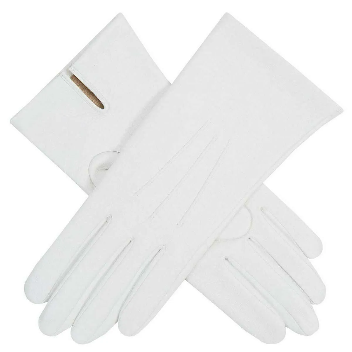 Dents Felicity Three-Point Silk Lined Leather Gloves - Pearl Cream