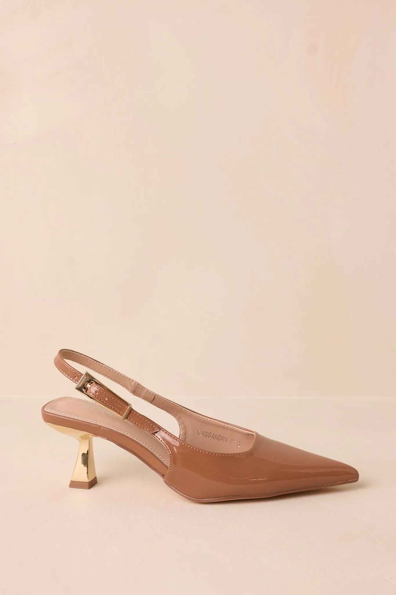 Dinner For Two Brown Patent Slingback Kitten Heels