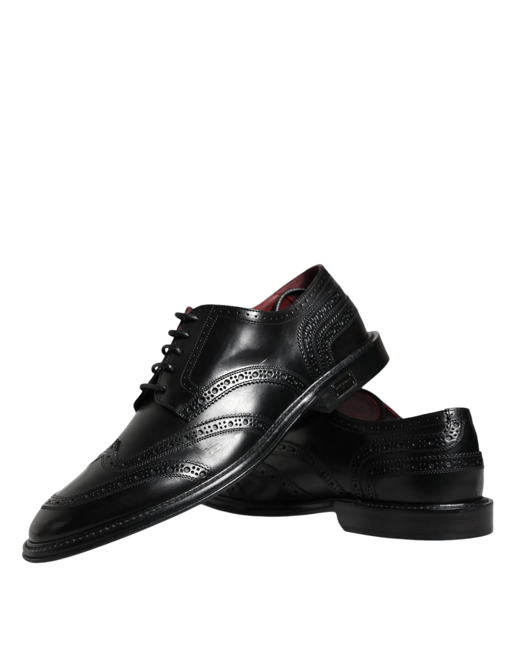 Dolce & Gabbana Black Leather Oxford Wingtip Formal Shoes