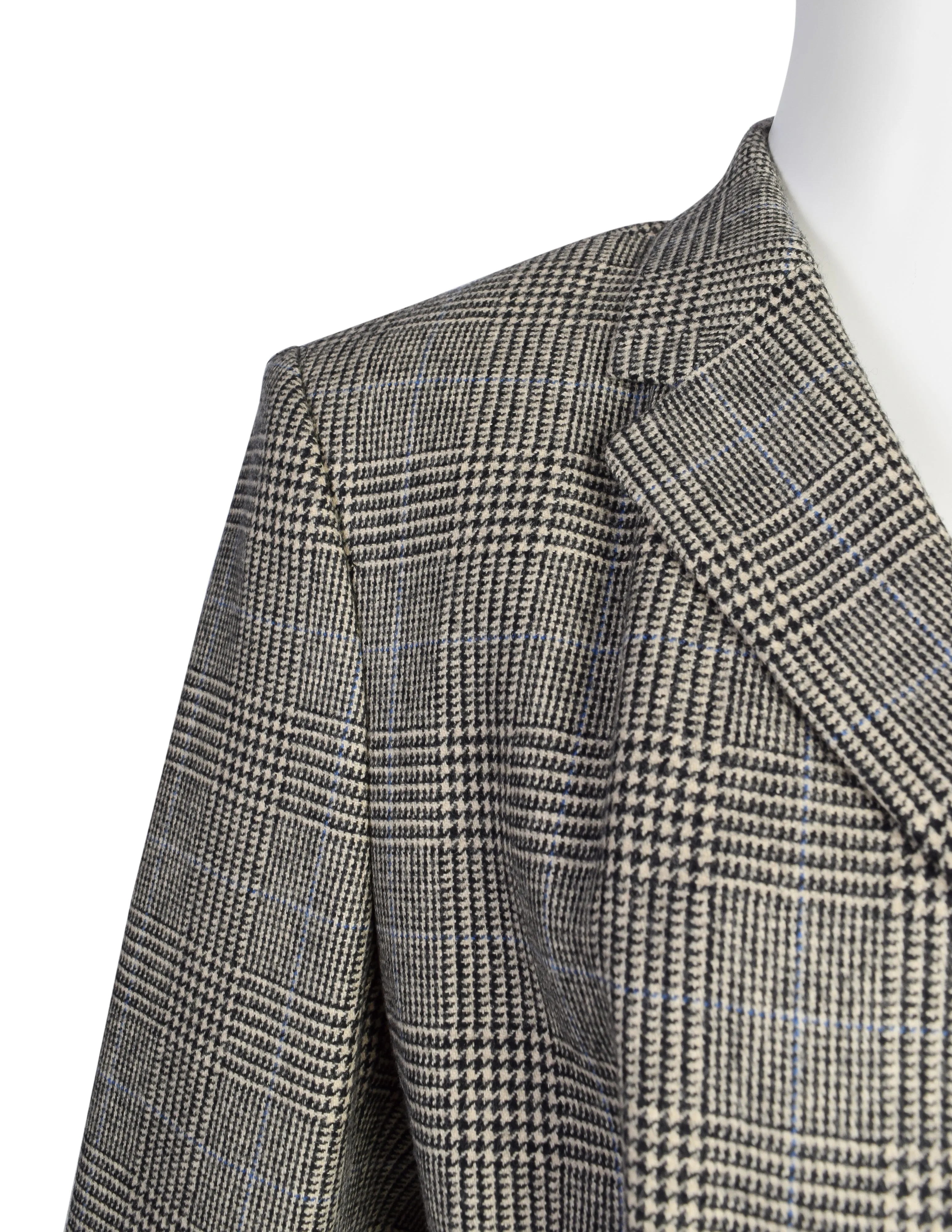 Dries Van Noten Vintage Beige Black Glen Check Brentino Blazer Jacket