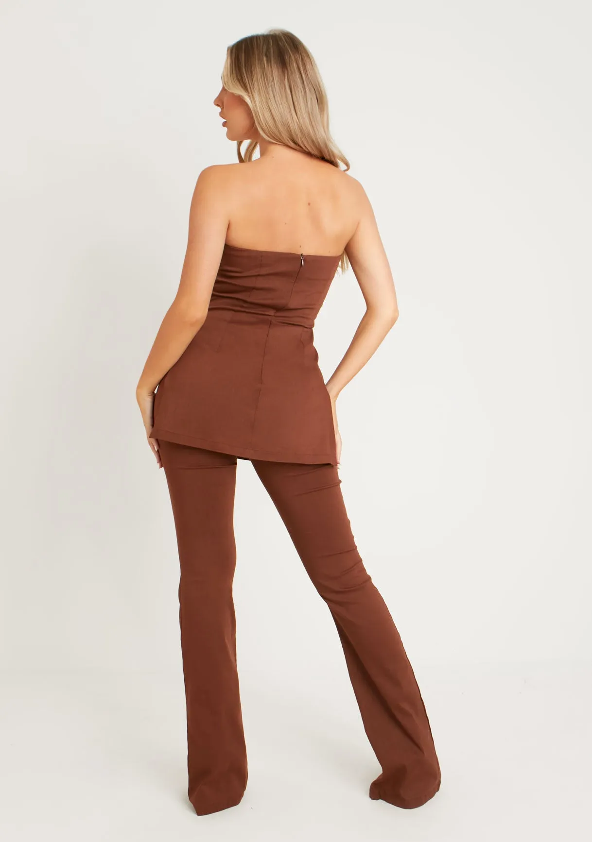 Ellie Chocolate Bengaline Fit & Flare Trousers