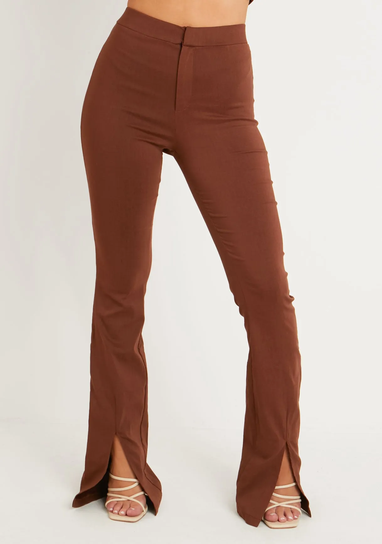 Ellie Chocolate Bengaline Fit & Flare Trousers