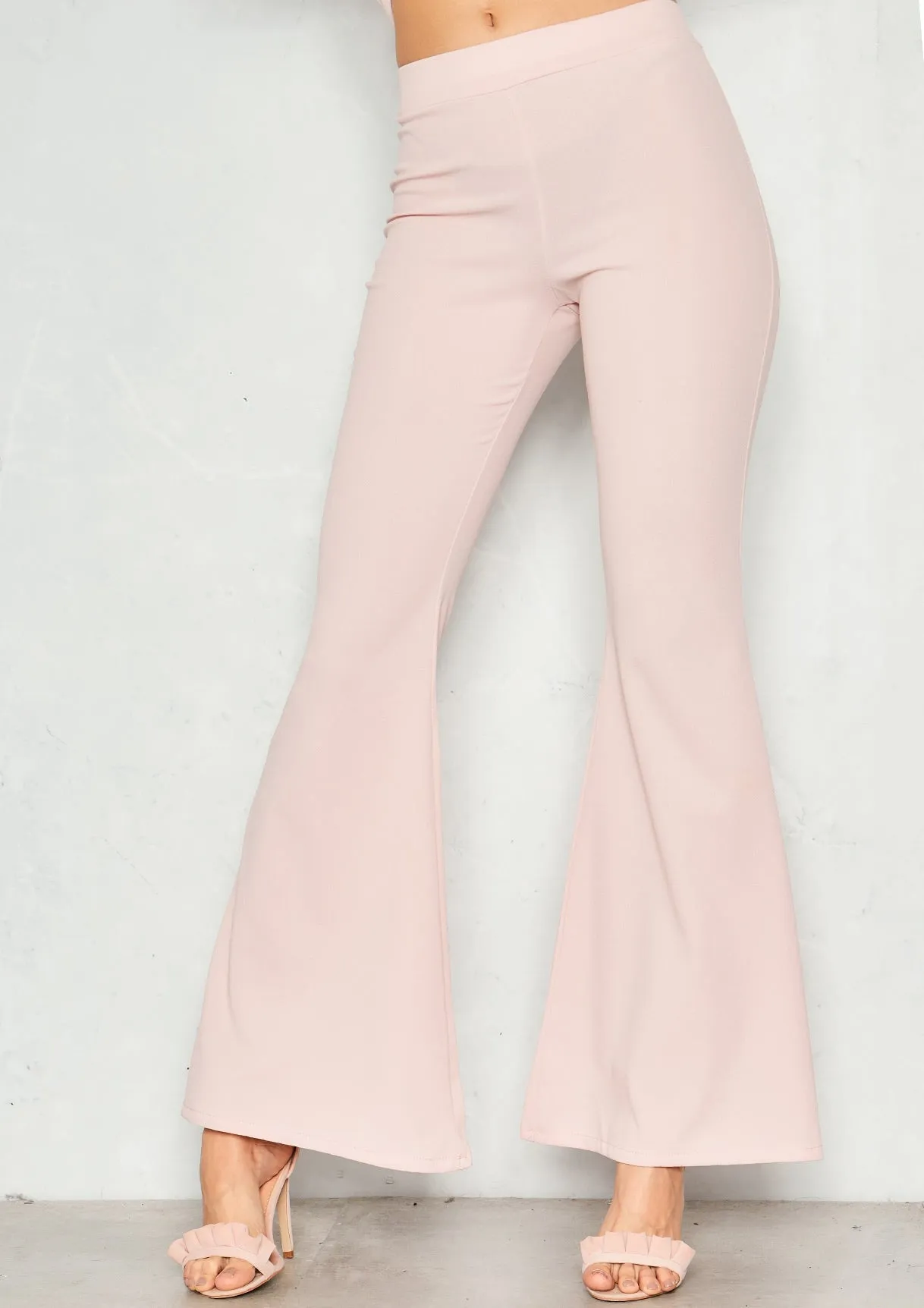 Ellie Pink High Waist Flare Trousers