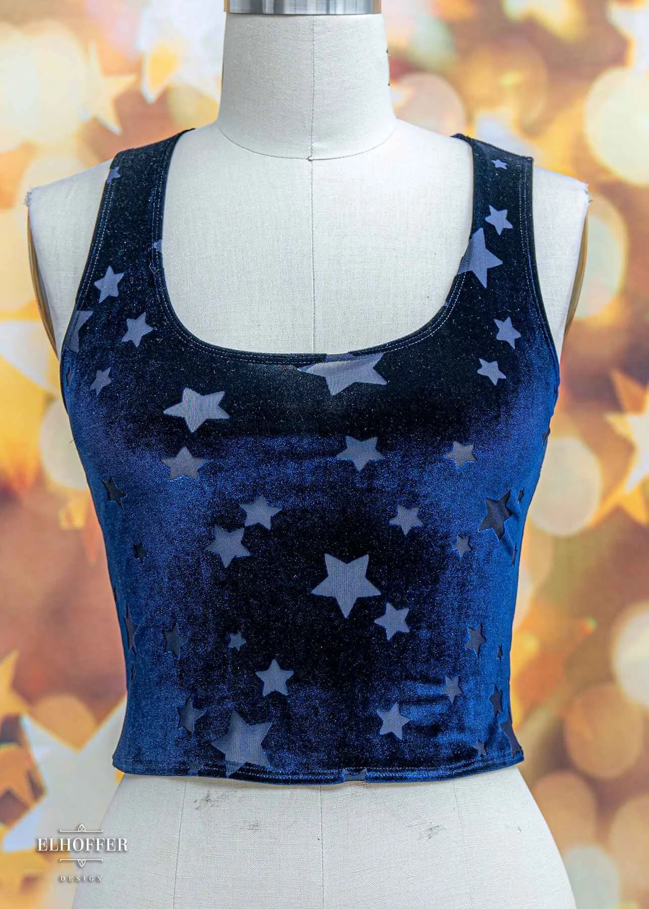 Essential Buffy Crop Top - Navy Stars Burnout Velvet