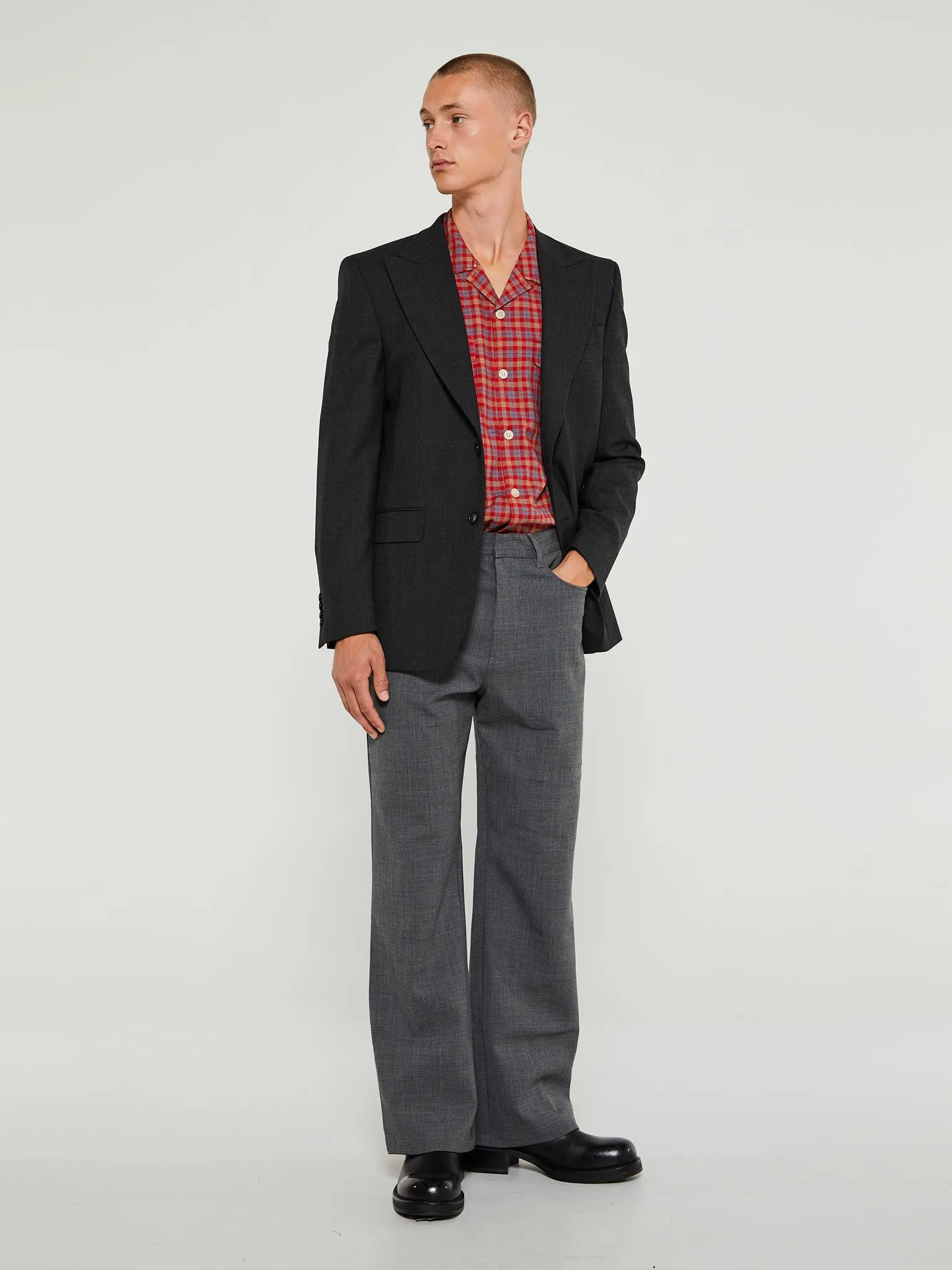 Flare French Trousers in Grey Melange