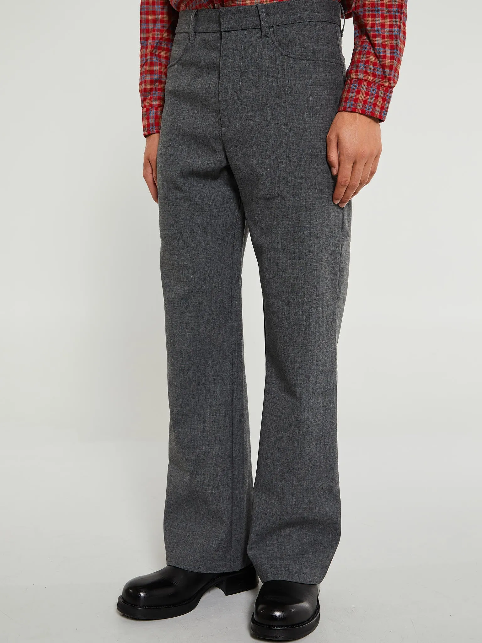 Flare French Trousers in Grey Melange