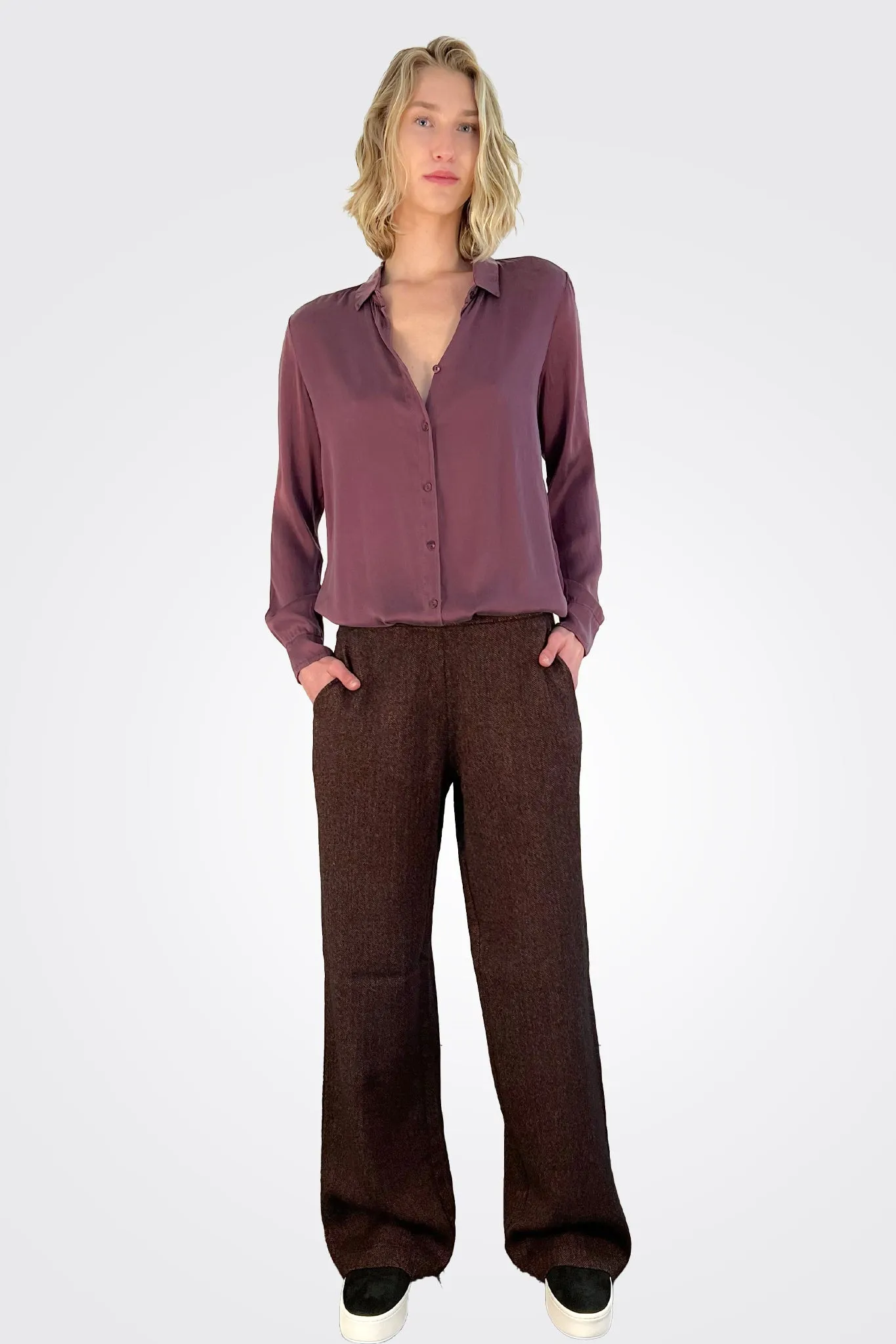 Flare Trousers - Cherry