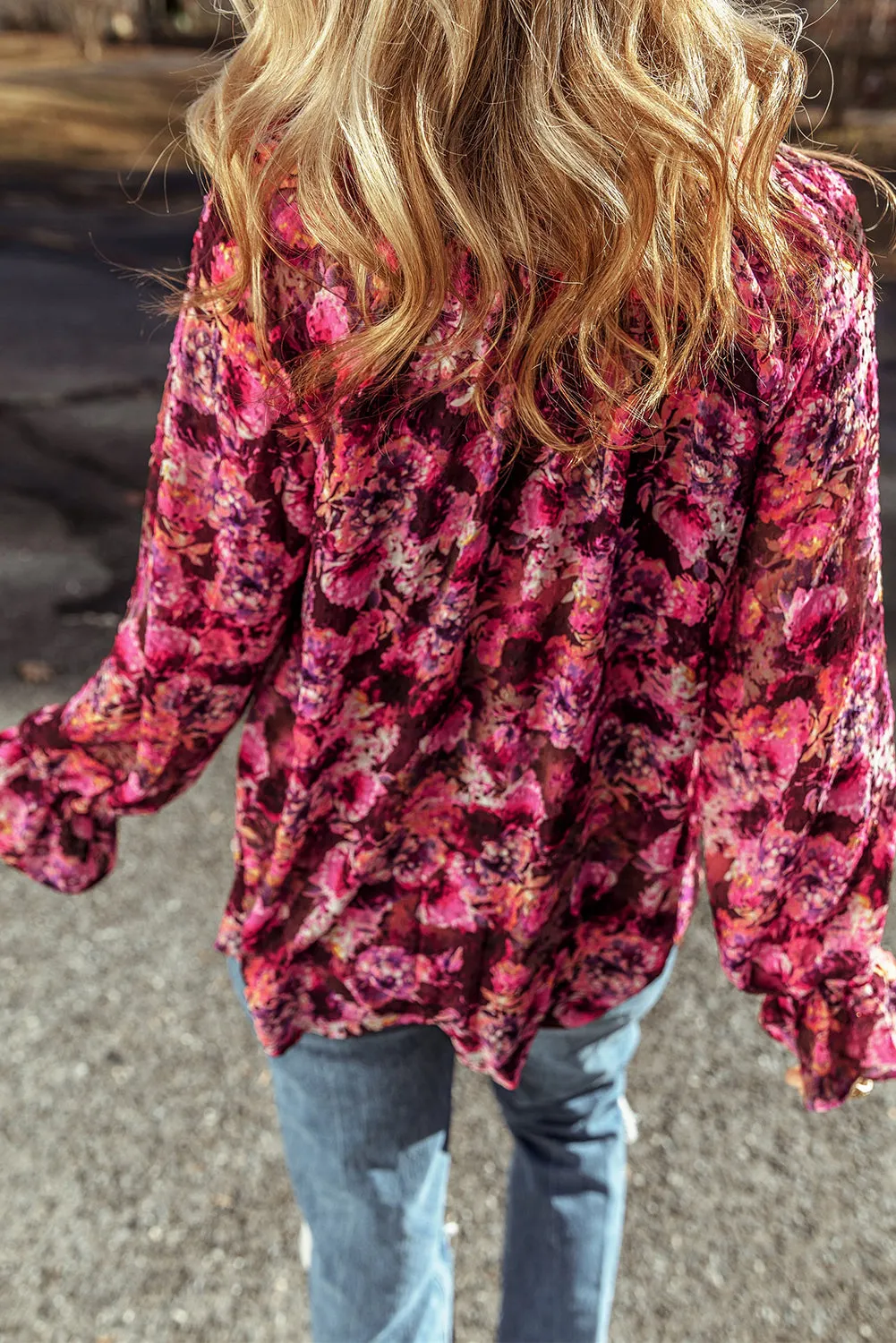 Floral Allover Ruffled Loose Blouse