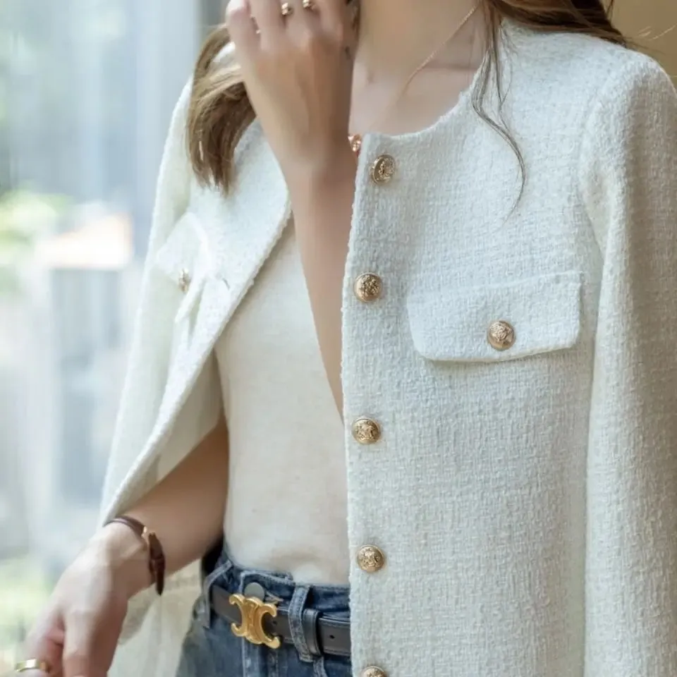 French Tweed Jacket with Gold Button