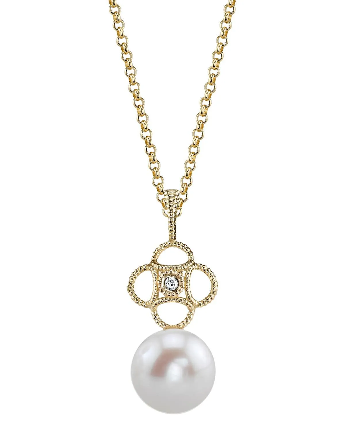 Freshwater Pearl & Diamond Lacy Pendant