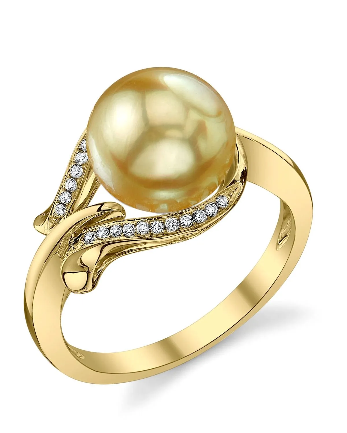 Golden South Sea Pearl & Diamond Spirit Ring