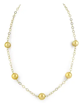 Golden South Sea Tin Cup Pearl Necklace