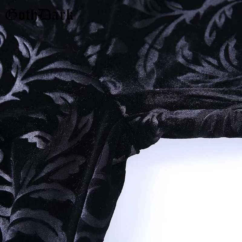 Goth Dark Floral Velvet Trousers