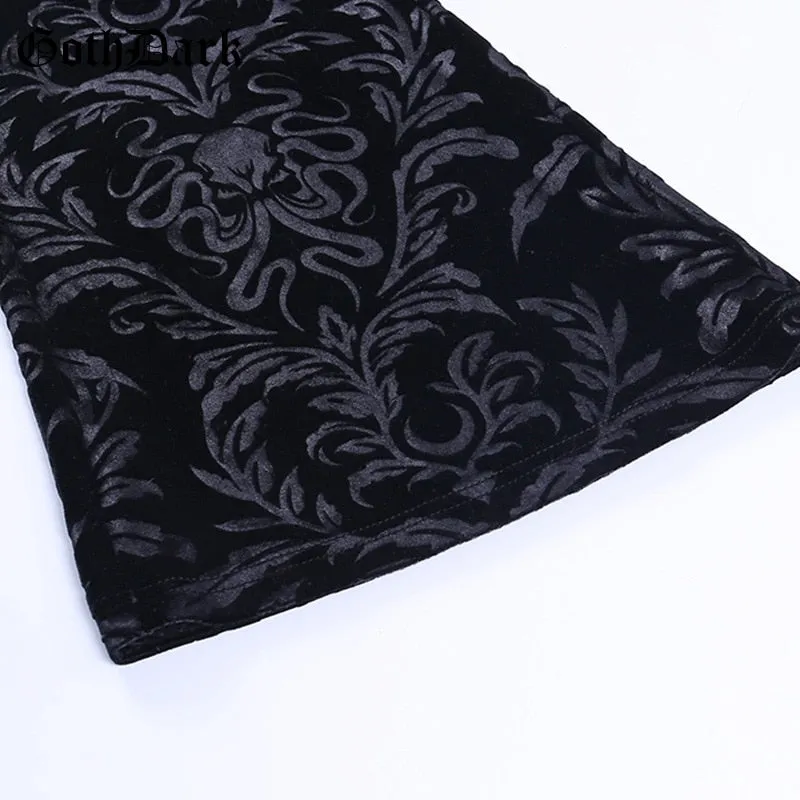 Goth Dark Floral Velvet Trousers