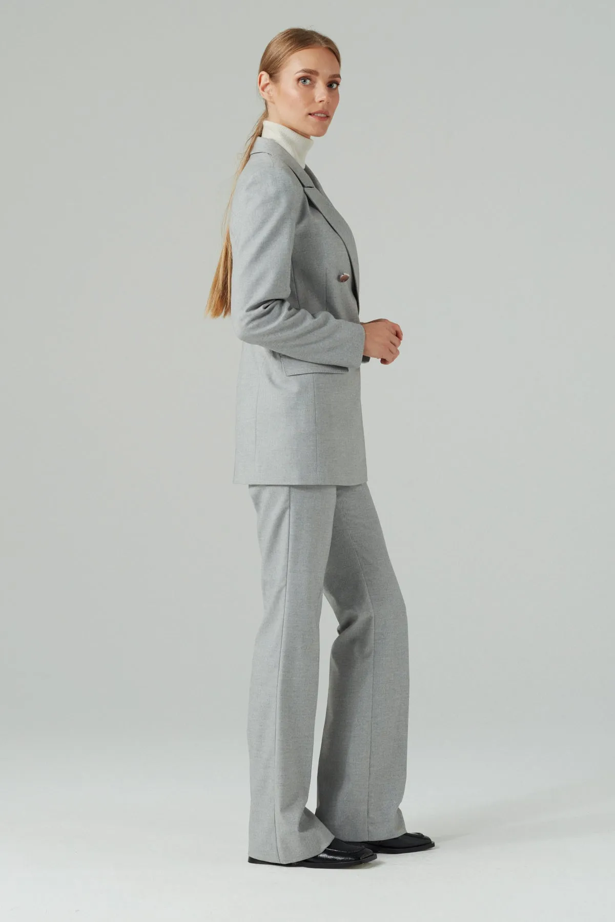 Grey Flare Trousers