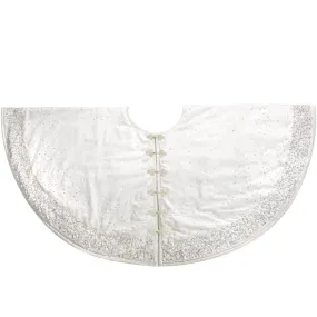 Handmade Christmas Tree Skirt in Velvet-White with Sequins - 60"