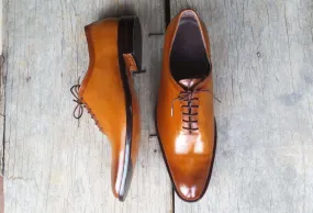 Handmade Men's Leather Brown Lace Up Shoe