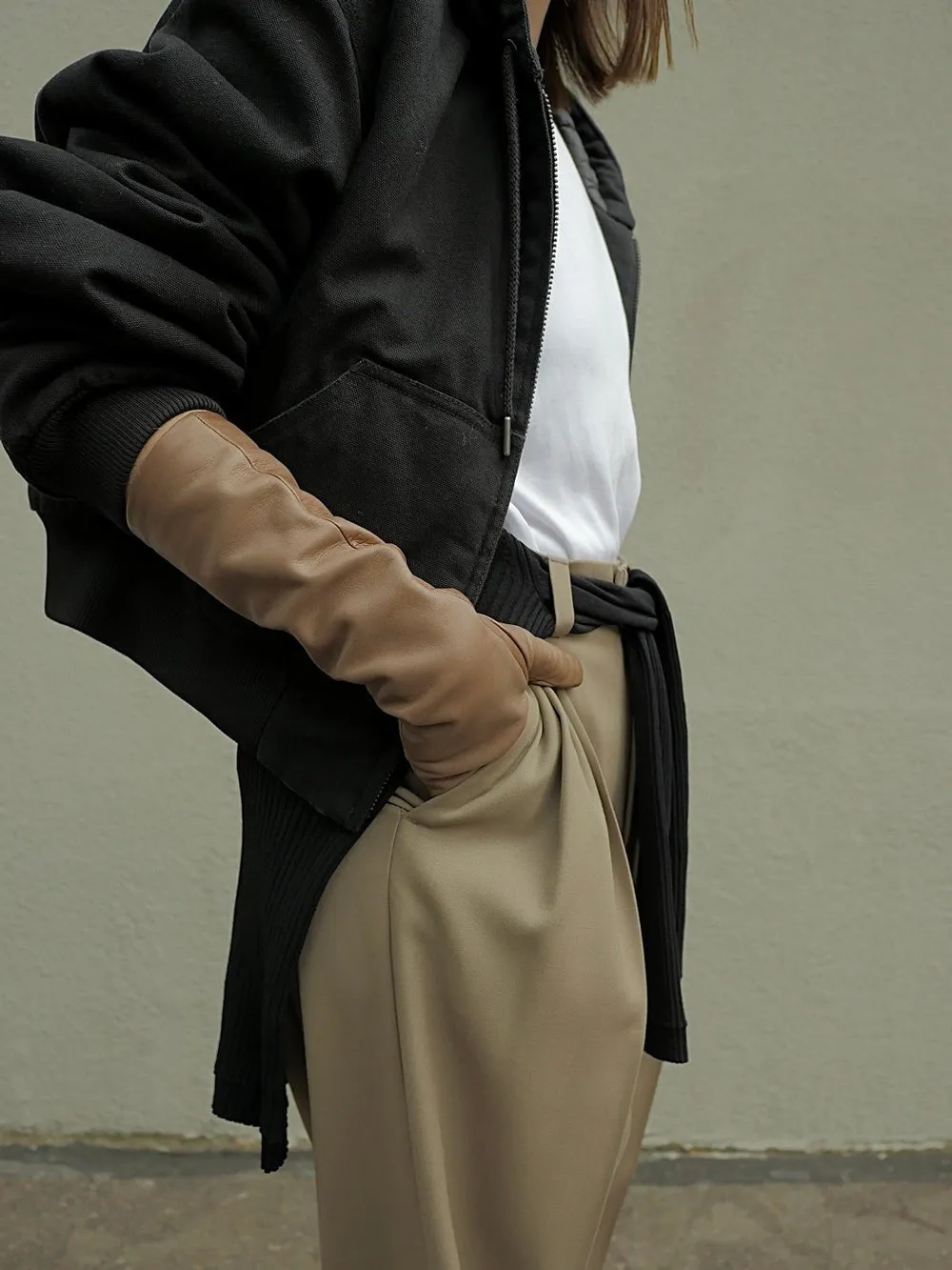 HANDSOME STOCKHOLM - Essentials Long Gloves in Taupe